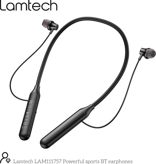 Lamtech LAM111757 In-ear Bluetooth Handsfree Ακουστικά με Αντοχή στον Ιδρώτα Μαύρα