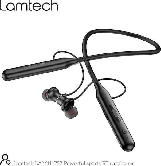Lamtech LAM111757 In-ear Bluetooth Handsfree Ακουστικά με Αντοχή στον Ιδρώτα Μαύρα
