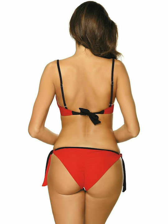 Marko Padded Bikini Set Bra & Slip Bottom with Laces Camilla Red