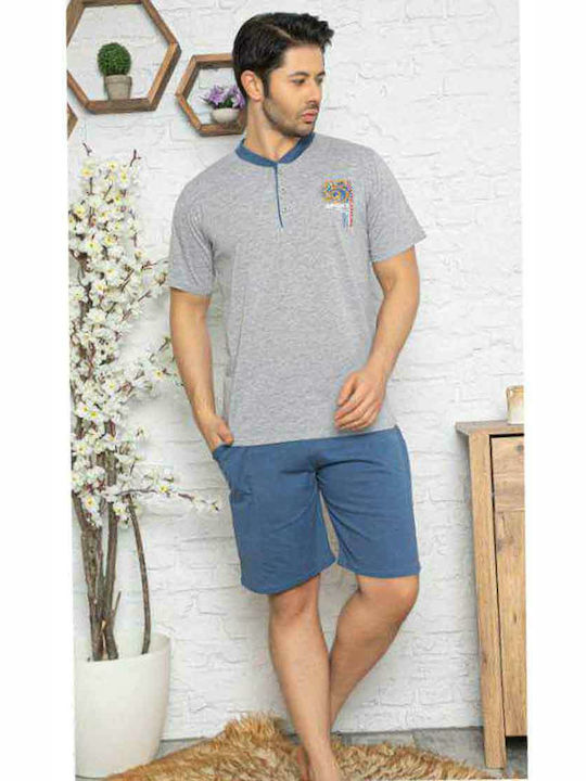 SNC Homewear SNC Men's Summer Cotton Pajamas Set Gray