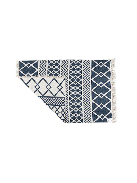 Balsan Aria Rug Rectangular Cotton with Fringes Blue