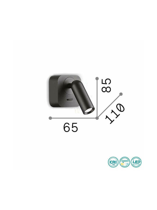 Ideal Lux Bean Square Ap Klassisch Leuchte Wand mit Integrierter LED und Warmweißes Licht 6.5x8.5x6.5cm