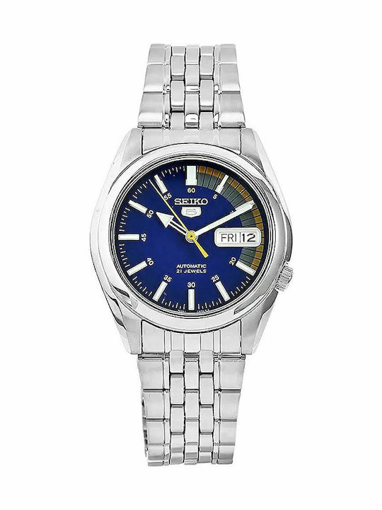 Seiko 5 Men's Watch 37mm Automatic with Silver Metal Bracelet
