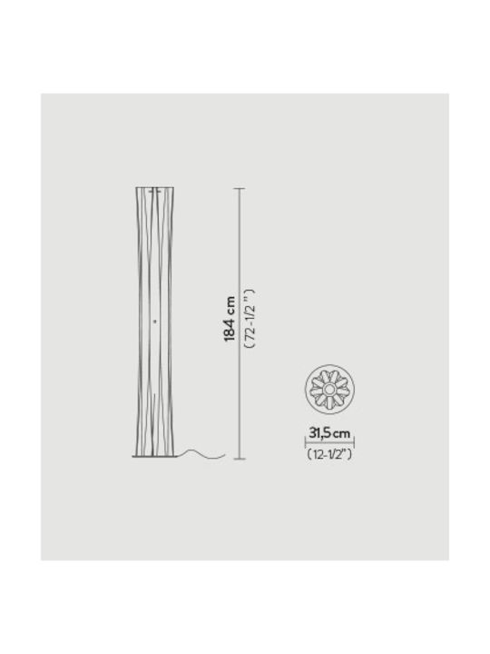 Slamp Bach XL Floor Lamp H161xW31.5cm. with Socket for Bulb E27 Gold
