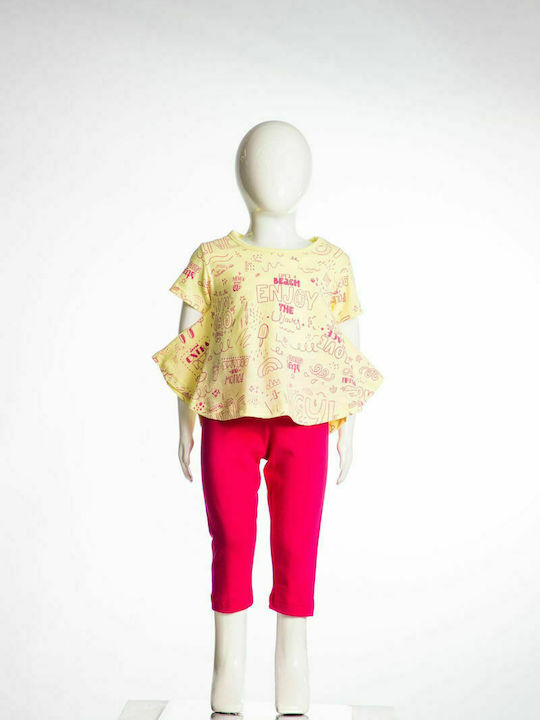 Kids' Set with Leggings Summer 2pcs Yellow Summer Allover