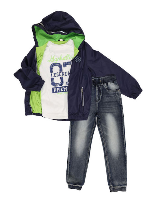 New College Kinder Set mit Hose & Jacke Winter 3Stück Marineblau