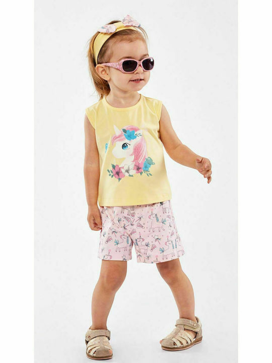 Εβίτα Kids Set with Shorts Summer 2pcs Yellow