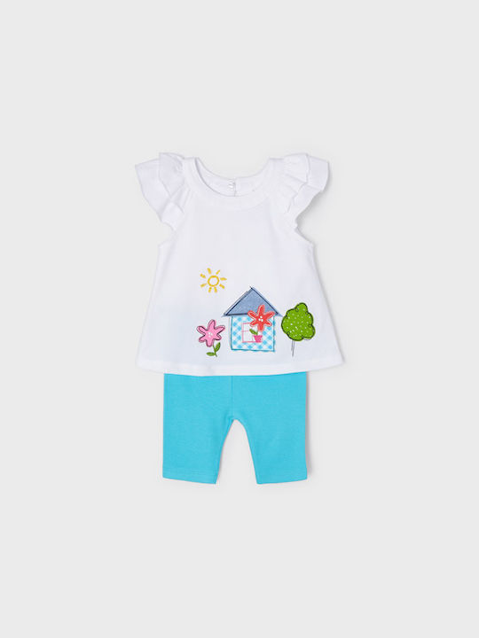 Mayoral Kinder Set mit Leggings Sommer 2Stück Weiß