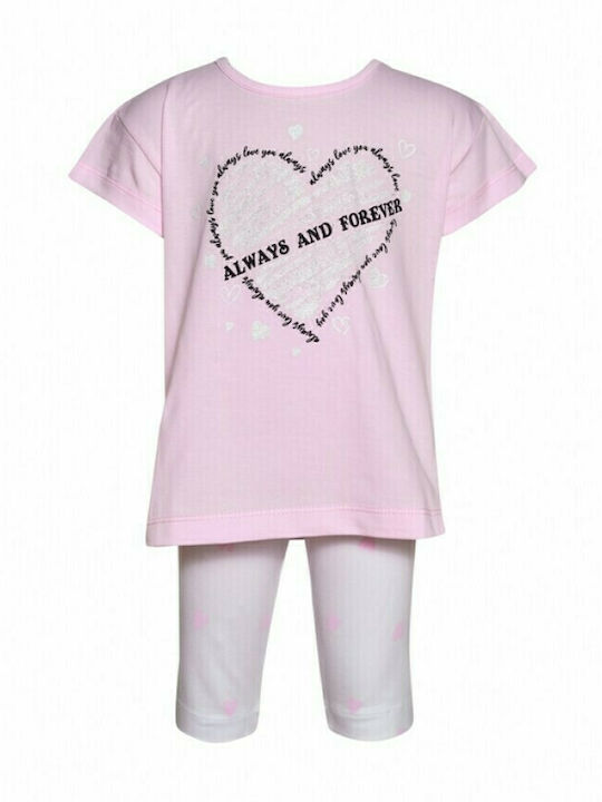 Nek Kids Wear Kids Set with Leggings Summer 2pcs Pink