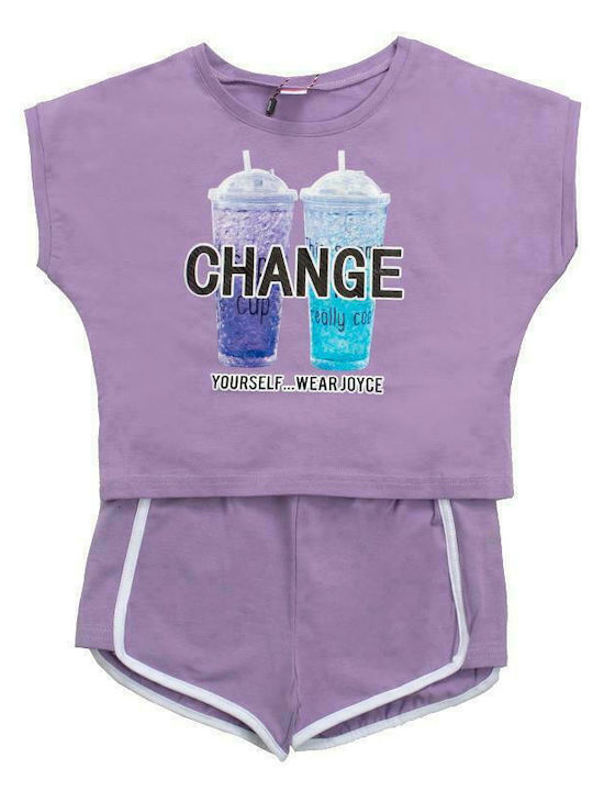 Kids' Set with Shorts Summer 2pcs Purple Change