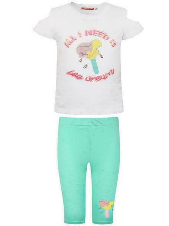 Energiers Kinder Set mit Leggings Sommer 2Stück Weiß