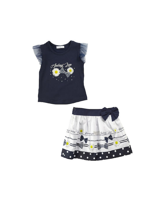 Funky Kids Set with Skirt Summer 2pcs Navy Blue