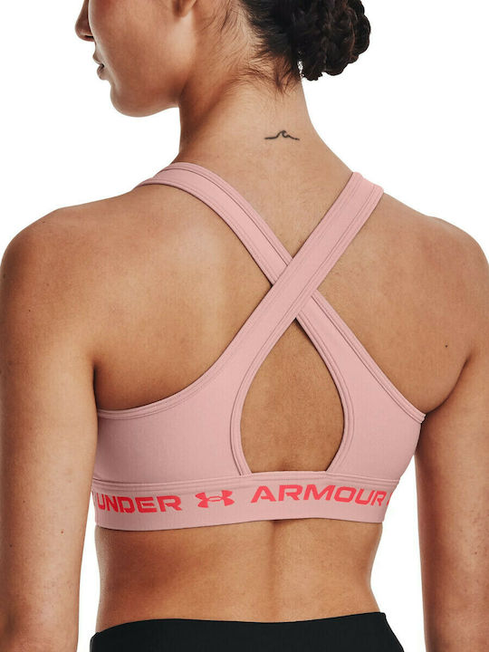 Under Armour Crossback Mid Heather Γυναικείο Αθλητικό Μπουστάκι Ροζ