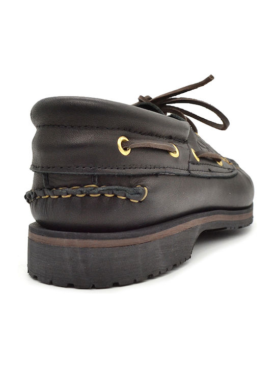 Memphis C55 Δερμάτινα Ανδρικά Boat Shoes σε Μαύρο Χρώμα