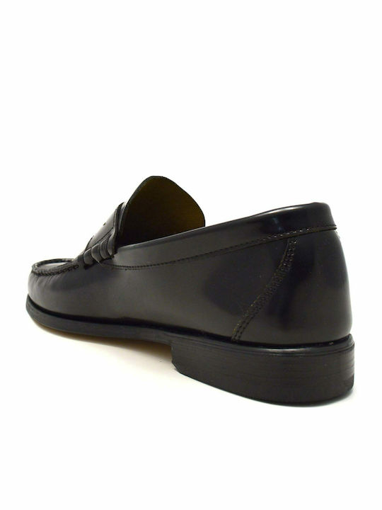 0130 Men's Leather Loafers Black