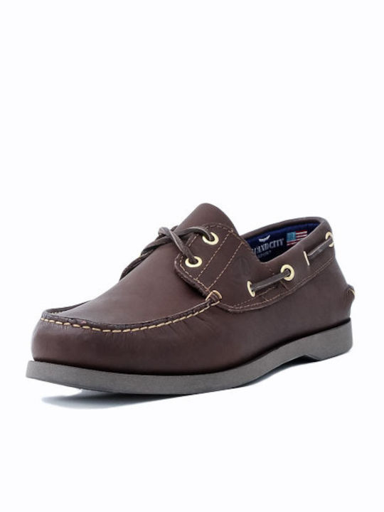 Dallas Men's Leather Boat Shoes Brown
