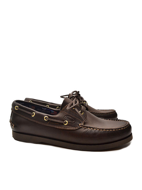 Dallas Men's Leather Boat Shoes Brown