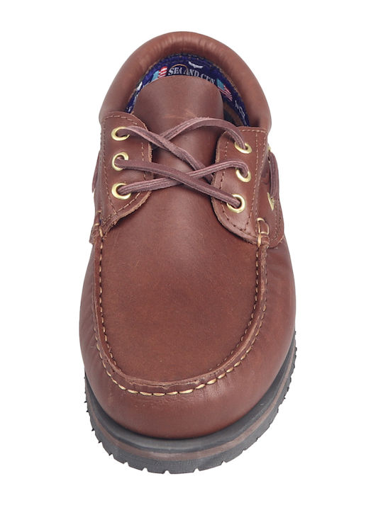 Memphis C55 Men's Leather Boat Shoes Brandy