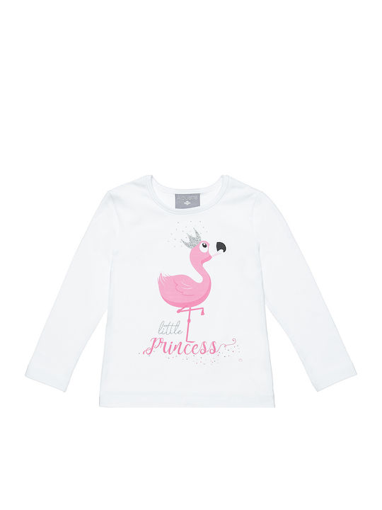 Kinderhemd Langarm Weiß Flamingo