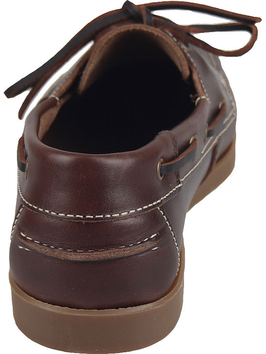 W1884 Δερμάτινα Ανδρικά Boat Shoes σε Καφέ Χρώμα