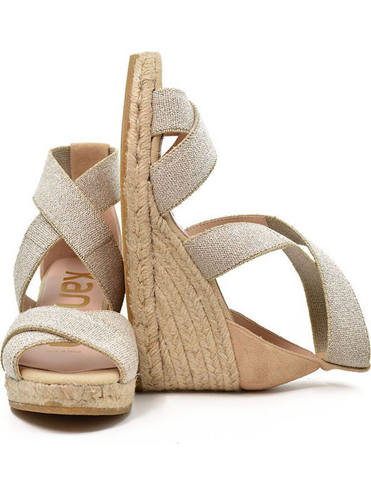 Women's Leather Platform Espadrilles Beige