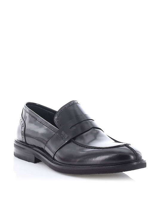 Boss Shoes Men's Leather Loafers Black