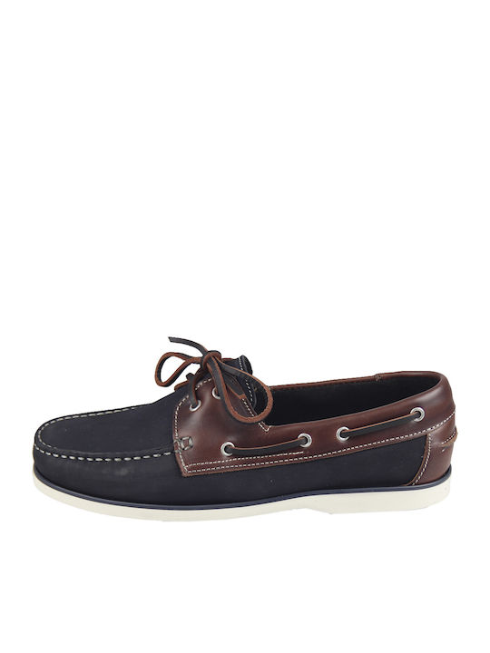 W1883 Men's Leather Boat Shoes Blue