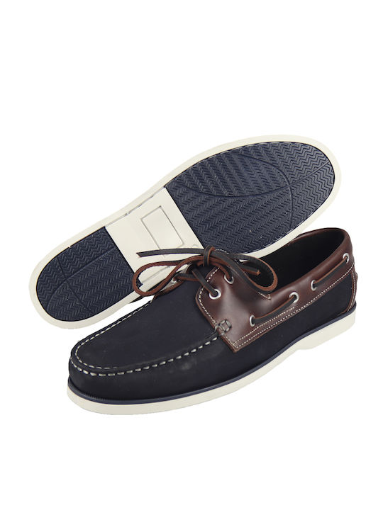 W1883 Men's Leather Boat Shoes Blue