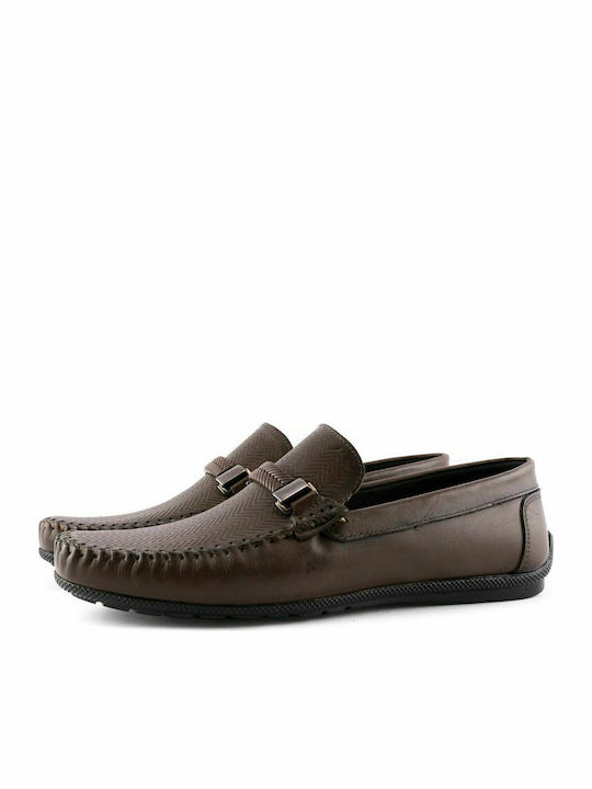 Δερμάτινα Ανδρικά Loafers σε Καφέ Χρώμα