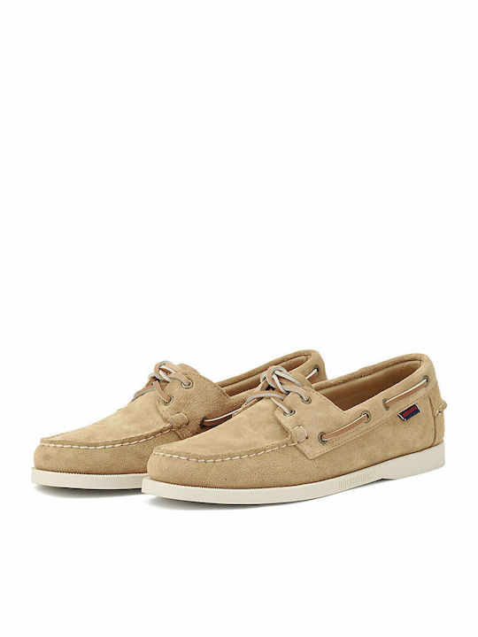 Portland Flesh Out Suede Men's Boat Shoes in Beige Color