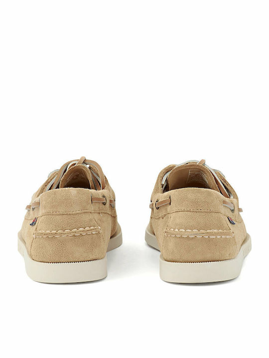 Portland Flesh Out Suede Men's Boat Shoes in Beige Color