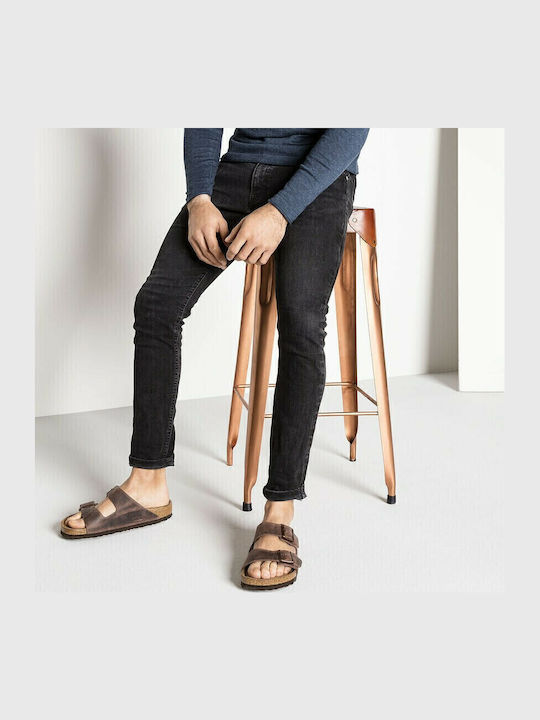 Arizona Soft Footbed Oiled Leather Leder Herrensandalen Habana Regelmäßig Passform