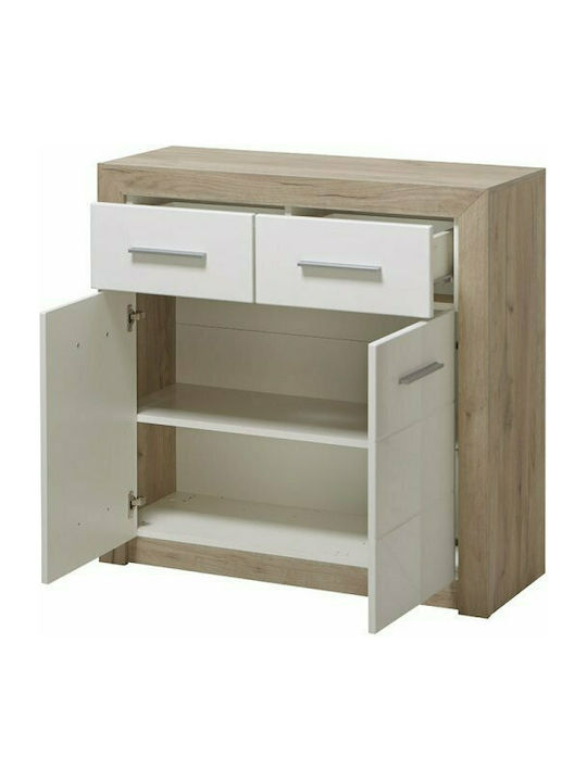 Sideboard Etna Wooden with Drawers Grey Oak / White Lacquer 93x35x90.5cm