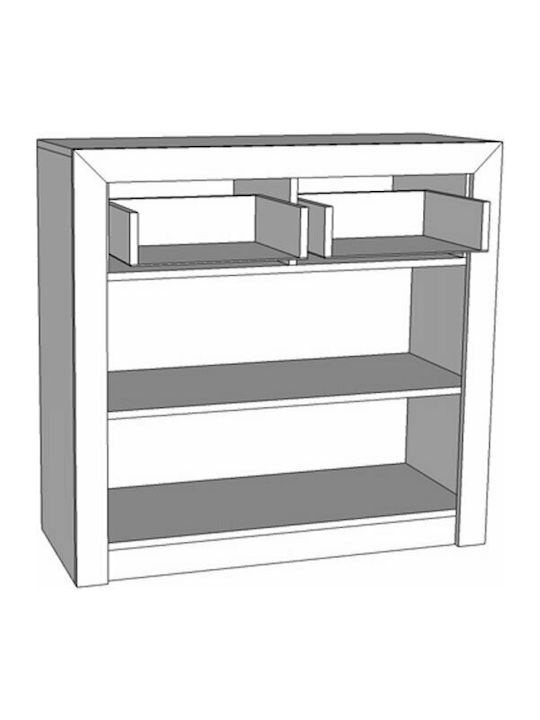 Sideboard Etna Wooden with Drawers Grey Oak / White Lacquer 93x35x90.5cm