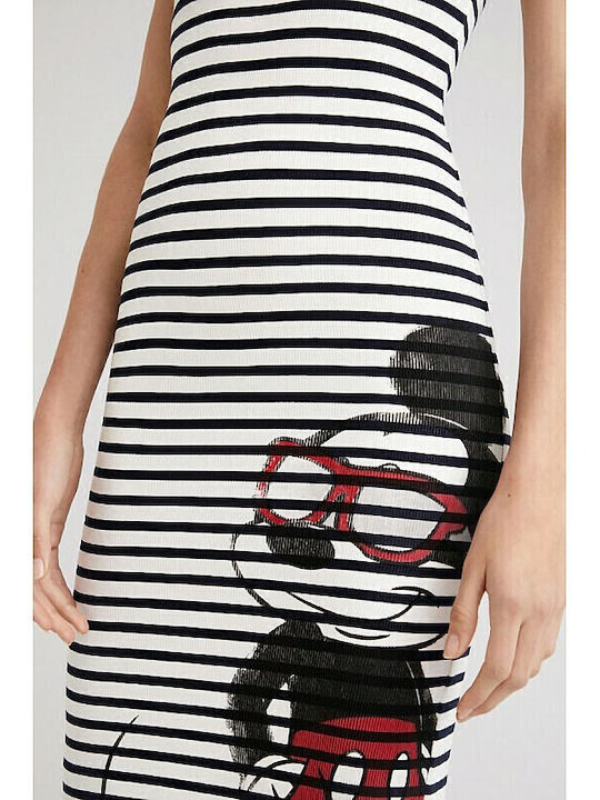 Mickey Summer Midi Dress with Slit Black