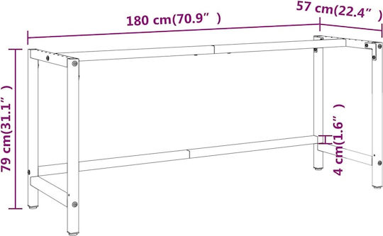 vidaXL Table Stand made of Metal Black - Red 180x57x79cm