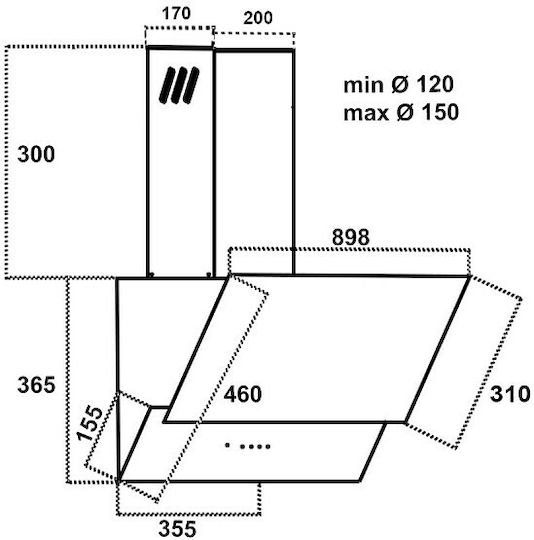 MultiHome MH-6605 Kamin-Dunstabzug 90cm Beige