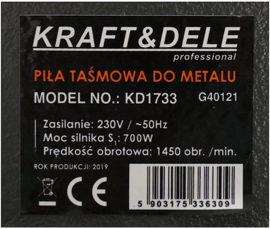 Kraft & Dele Σιδηροπρίονο Ταινίας KD1733 με Ισχύ 700Watt