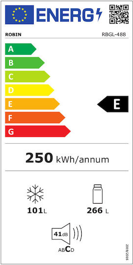 Robin Ψυγειοκαταψύκτης 367lt NoFrost Υ201xΠ60xΒ66εκ. Μαύρος RBGL-488