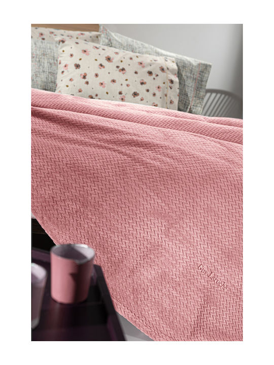 Guy Laroche Rombus Κουβέρτα Fleece Μονή 160x220εκ. Coral