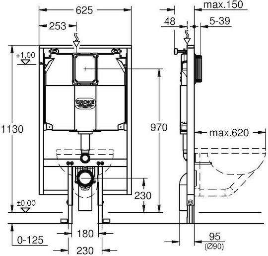Grohe Rapid Eingebaut Kunststoff Toiletten-Spülung Rechteckig