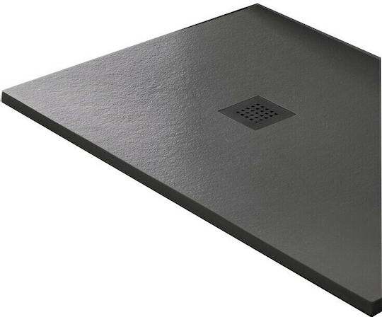 Sirene Slate Cast Marble Rechteckig Künstlicher Stein Dusche x80cm Schwarz