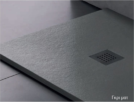 Sirene Slate Rectangulară Duș din piatră artificială 100x80cm Gri