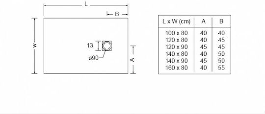 Sirene Rectangular Artificial Stone Shower White Slate 180x80x2.8cm S18080-301