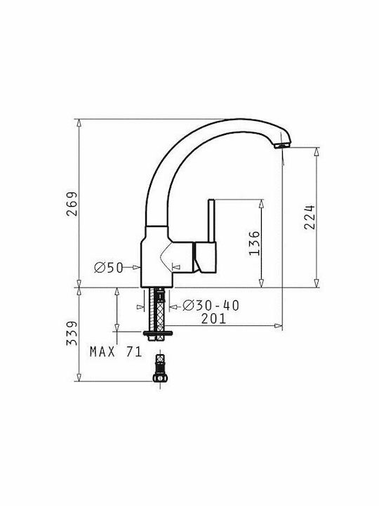 Pyramis Classic Armonica Kitchen Faucet Counter Iron Grey