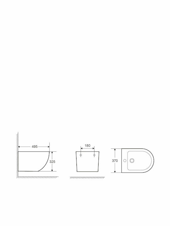 Karag Wall-Hanging Bidet Milos 37x49.5x32.5cm