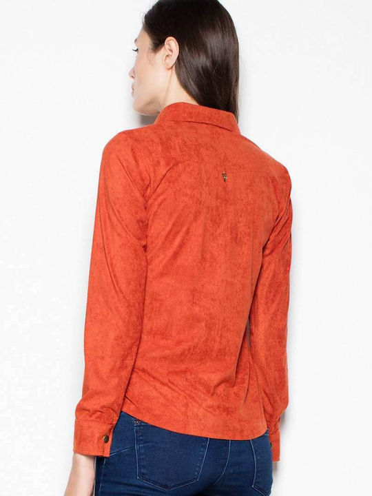 Venaton Women's Monochrome Long Sleeve Shirt Orange