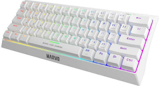 Marvo KG962 Gaming Μηχανικό Πληκτρολόγιο 60% με Custom Blue διακόπτες και RGB φωτισμό (Αγγλικό US) Λευκό