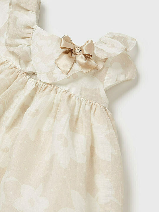 Kinderkleid Ärmellos Leinen Beige