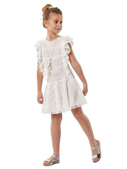 Children's Dress Sleeveless Lace Ecru